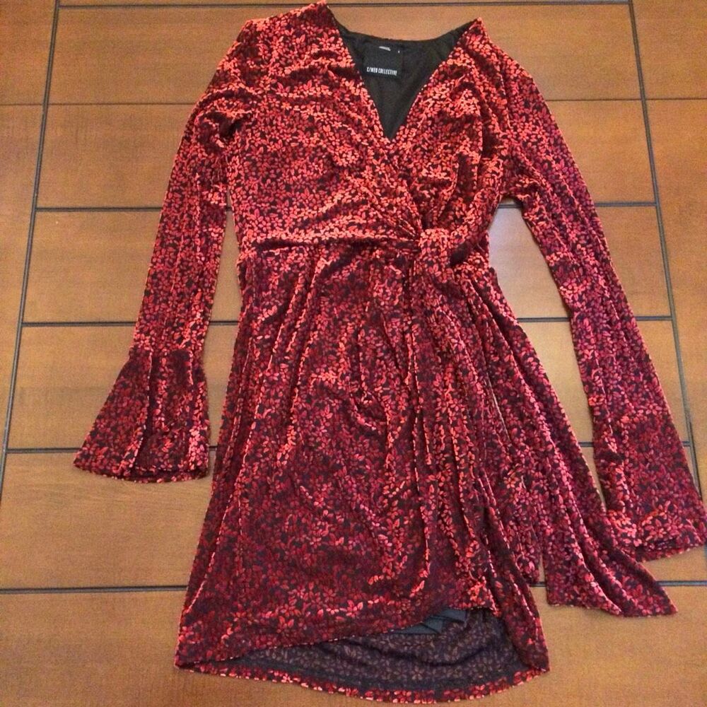 Anthropologie C/Meo Collective breakthrough black red velvet dress small